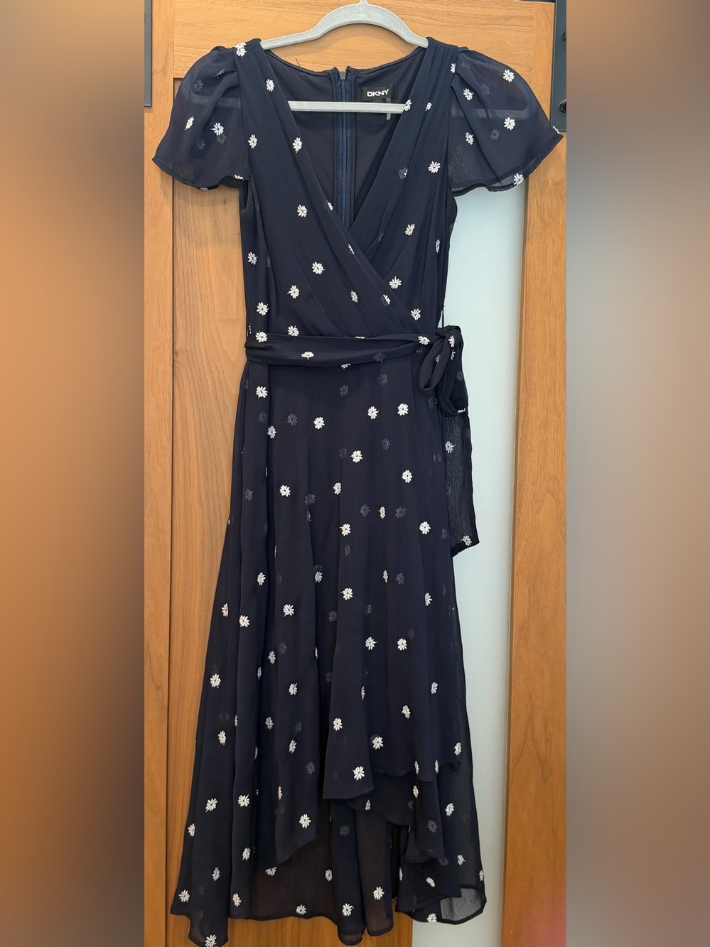 DKNY Navy Flower Wrap Dress